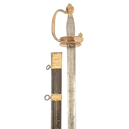 974 - An 1796 pattern infantry officer's sword, with gilt brass mounts, ridged shell guard and sheet silve... 