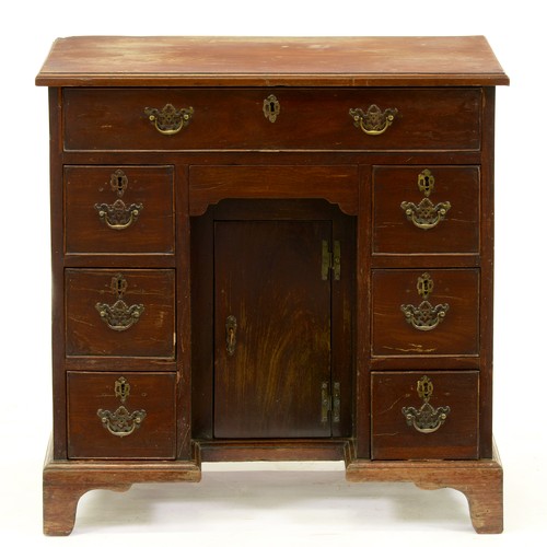 1248 - A George III mahogany kneehole desk or dressing table, 77cm h; 44 x 76cm