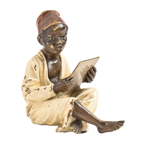 197 - A miniature cold painted Vienna bronze orientalist figure of an Arab boy, Bergman Foundry, early 20t... 