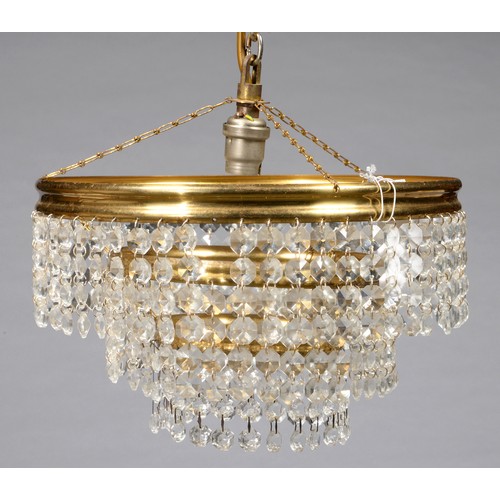 272 - A giltmetal and glass concentric cascade chandelier, 20th c, 27cm dia