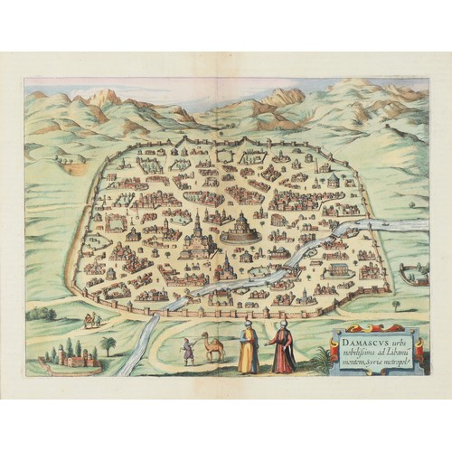 430 - Georg Braun (Jan Jansson) - Damascus, double page engraved map 1657 or later, hand coloured, 33 x 41... 