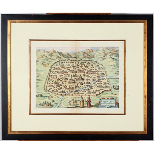 430 - Georg Braun (Jan Jansson) - Damascus, double page engraved map 1657 or later, hand coloured, 33 x 41... 