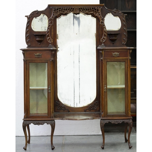 594 - An Edwardian mahogany china cabinet, 174cm h; 42 x 134cm