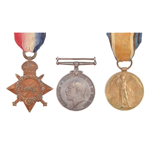 165 - WWI, group of three, 1914-15 Star, British War Medal and Victory Medal 12177 Pte J W Ward Linc R... 