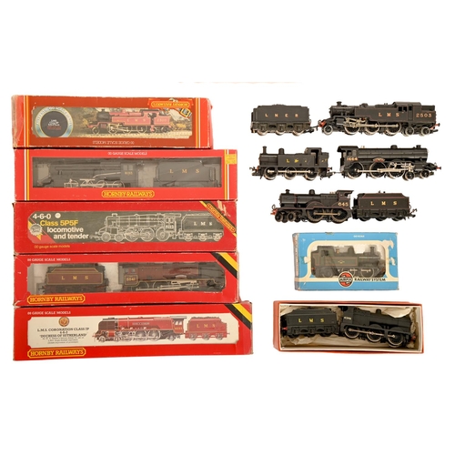 232 - Nine Hornby OO gauge model steam locomotives, six boxed