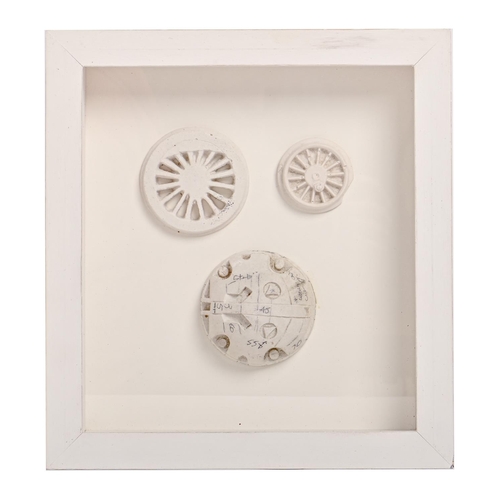 240 - Sir Edwardo Paolozzi CBE, RA (1924-2005) - [Wheels], plaster in white painted box frame, 27 x 25cm o... 