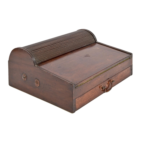 261 - A Regency mahogany writing slope, with tambour shutter and fitted interior, 36cm l