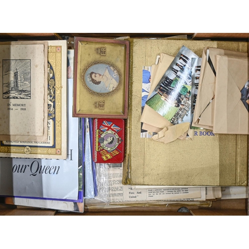 283 - Royal memorabilia. Miscellaneous printed ephemera, postcards, newspapers and commemorative tins, ear... 