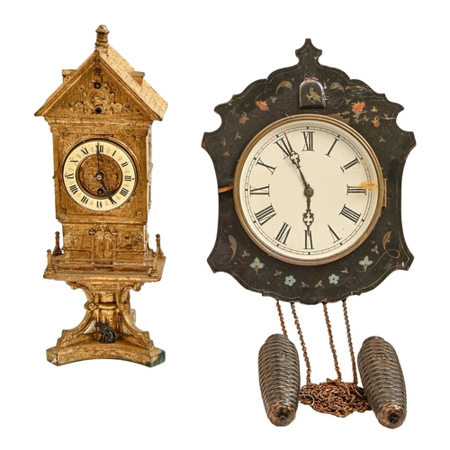 305 - A French cast giltmetal architectural mantel clock, with primrose enamel chapter ring, the case insc... 