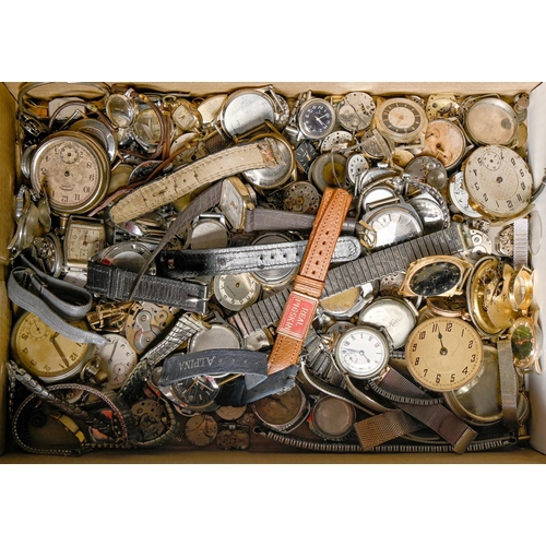 322 - Miscellaneous wrist and pocket watch movements and cases, late 19th - mid 20th c, including silver... 