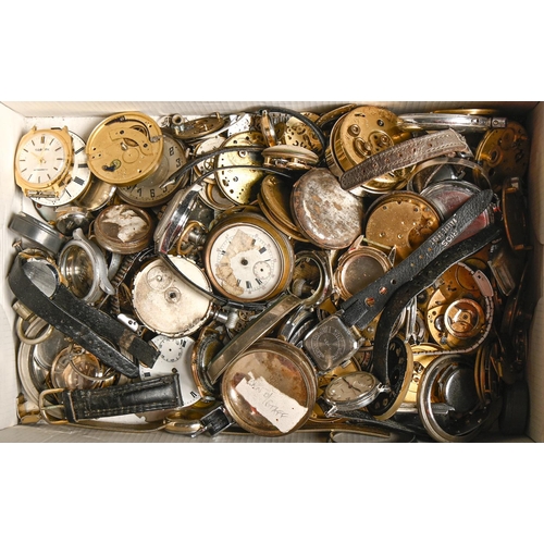 323 - Miscellaneous wrist and pocket watch movements and cases, late 19th - mid 20th c, including silver... 