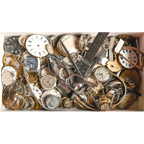 324 - Miscellaneous wrist and pocket watch movements and cases, late 19th - mid 20th c, including silver... 