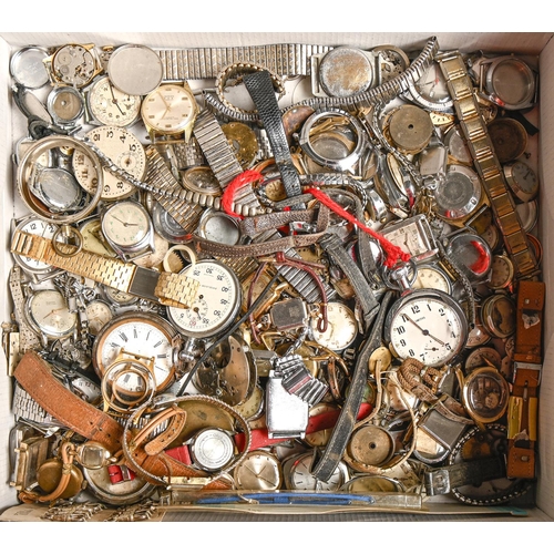 329 - Miscellaneous wrist and pocket watch movements and cases, late 19th - mid 20th c, including silver... 