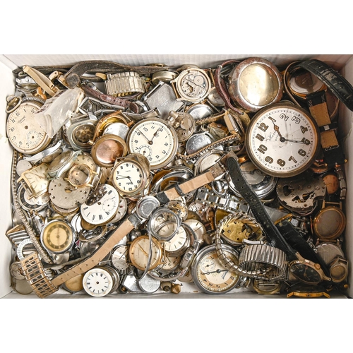 330 - Miscellaneous wrist and pocket watch movements and cases, late 19th - mid 20th c, including silver... 