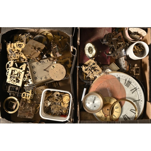 331 - Watch and clockmaking. Miscellaneous movements, dials and other parts, 19th - early 20th c (2 boxes)... 