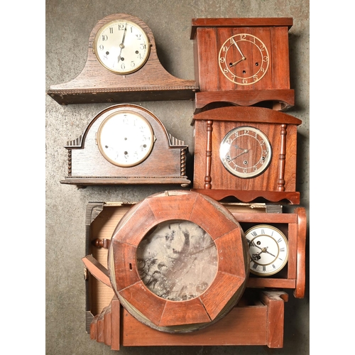 336 - Miscellaneous mahogany, oak and other clock cases, etc