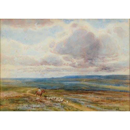 379 - John Atkinson (1863-1924) - Driving Sheep across a Moor; Working in the Fields, two, both signed, wa... 