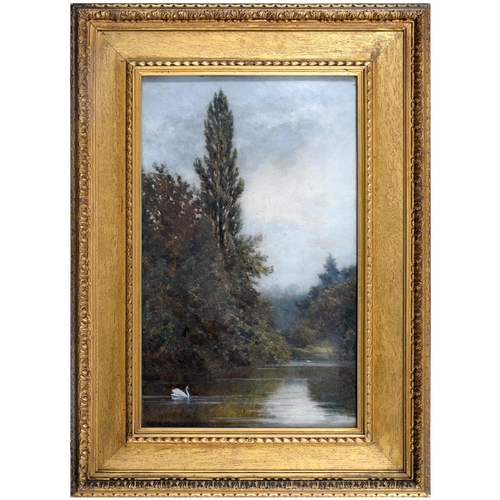 386 - John Surtees (1819-1915) - Dovedale; Swan on a River, a pair, both signed, oil on canvas, 53 x 31cm ... 