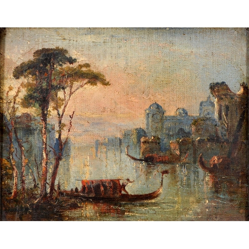 389 - British School - Venetian Capriccio: Morning, oil on canvas laid on panel, 19 x 24.5cm... 