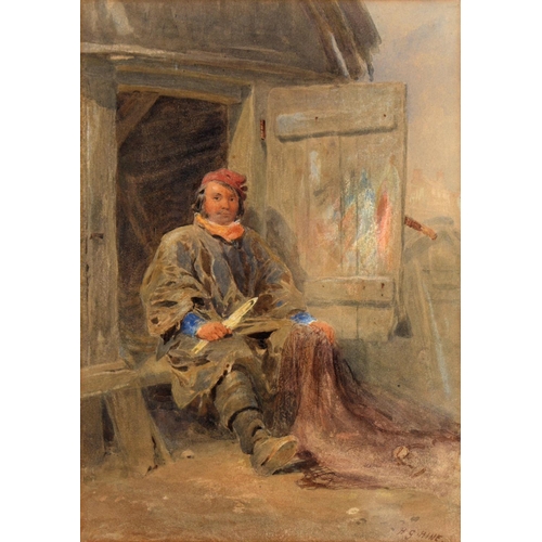 393 - Henry George Hine RI (1811-1895) – ‘Old Tom’ the Brighton Fisherman, signed, watercolour, 31 x 21.5c... 