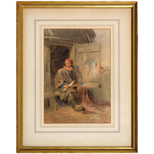 393 - Henry George Hine RI (1811-1895) – ‘Old Tom’ the Brighton Fisherman, signed, watercolour, 31 x 21.5c... 