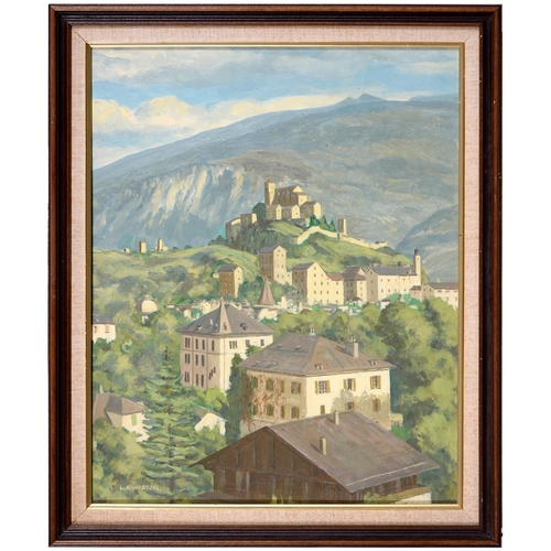 396 - Edward Leslie Gunston (1895-1988) - An Italian Hill Town, signed, oil on board, 49 x 39cm, another b... 