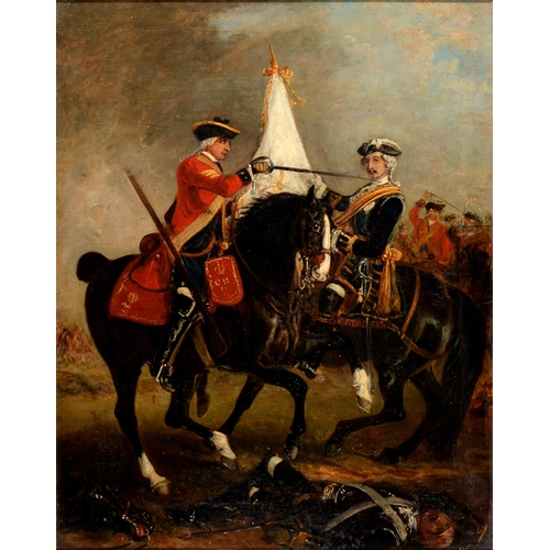 402 - English School, 19th c - The Flag of Surrender, possibly a scene from the Jacobite uprising 1745, oi... 