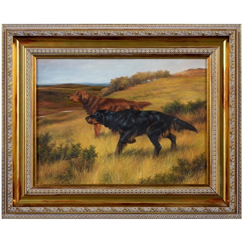 404 - Manner of Arthur Wardle - Setters, oil on panel, 27.5 x 37cm