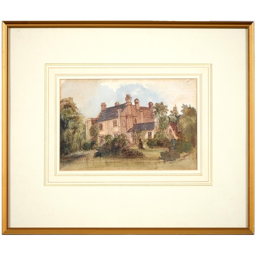 405 - Follower of Paul Braddon - A Country House; A Castle Keep, two, watercolour, 17 x 25cm and smaller a... 