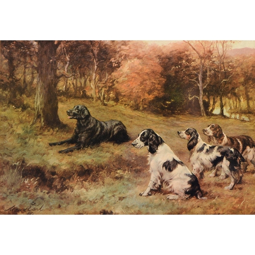 406 - After Maud Earl - Setters; Spaniels, a pair, reproductions printed in colour, 21.5 x 30.5cm, ebonise... 