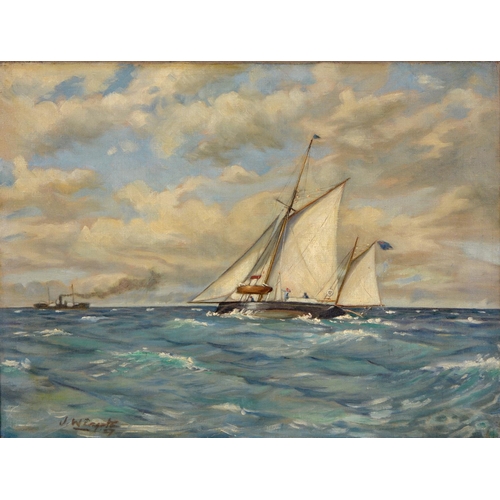 413 - J Wingate - A Fine Breeze, signed and dated probably '37, oil on canvas, 45 x 60cm and English Schoo... 