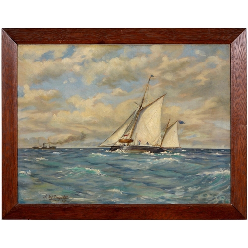 413 - J Wingate - A Fine Breeze, signed and dated probably '37, oil on canvas, 45 x 60cm and English Schoo... 