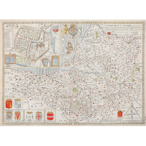 415 - John Speede - Somerset, c1676, double page engraved map, 39 x 52cm