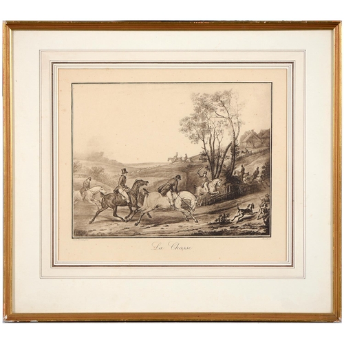 423 - English Sporting School, early 19th c - A Racehorse with Jockey Up, lithograph, 95 x 145mm and anoth... 