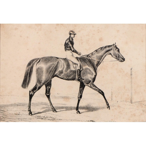 423 - English Sporting School, early 19th c - A Racehorse with Jockey Up, lithograph, 95 x 145mm and anoth... 