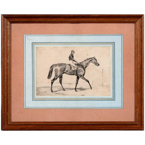 423 - English Sporting School, early 19th c - A Racehorse with Jockey Up, lithograph, 95 x 145mm and anoth... 