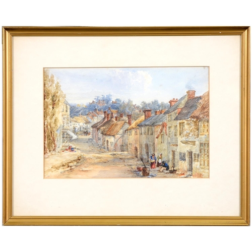 429 - F J Lees, 19th c - Riverside Houses, signed, watercolour, 14 x 23.5cm and several other watercolours... 