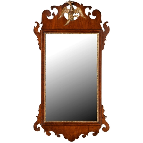 453 - A Victorian parcel gilt walnut fretted frame mirror, 83cm h