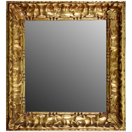 454 - A giltwood waterleaf picture frame, early 20th c, adapted as a mirror, sight 43 x 39cm... 