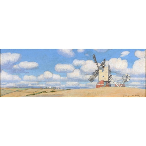 456 - Charles Pears RI, ROI (1873-1958) - A Post Mill, signed, oil on board, 12 x 36.5cm