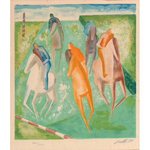 457 - Wolf Reuther (1917-2004) - The Horse Race, lithograph in colour, signed by the artist in pencil and ... 