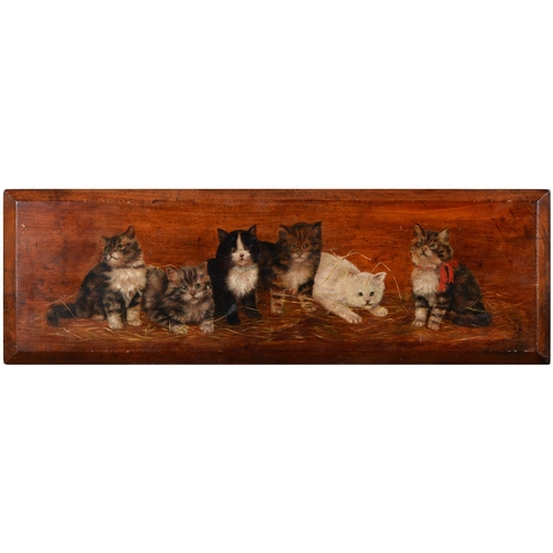 467 - Bessie Bamber (Fl. c1895-1910) - Six Kittens, signed and dated '09, oil on walnut panel, the edges c... 