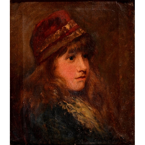 471 - Charles Beatson (1864-1949) - Portrait of a Young Woman in a red cap, head and shoulders, signed, oi... 