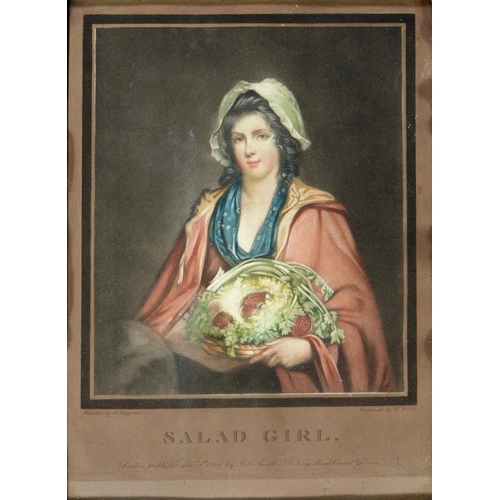 473 - William Ward ARA (1766-1826) after John Hoppner - Salad Girl, mezzotint, hand coloured, 1786 or late... 