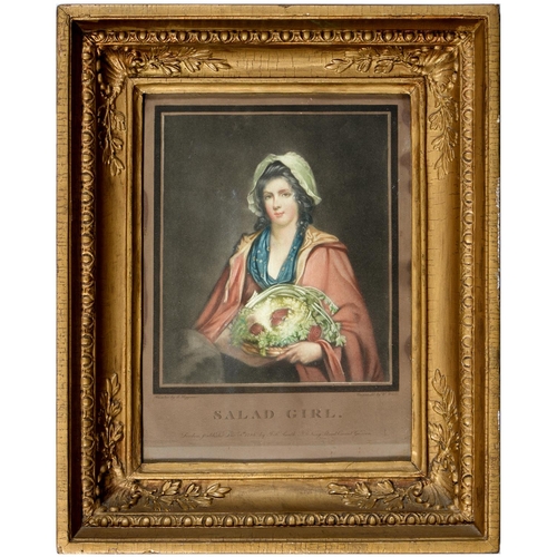 473 - William Ward ARA (1766-1826) after John Hoppner - Salad Girl, mezzotint, hand coloured, 1786 or late... 