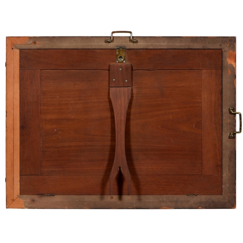 476 - J & W Vokins. A portable Victorian rosewood bolection picture frame, with gilt slip, the hinged ... 