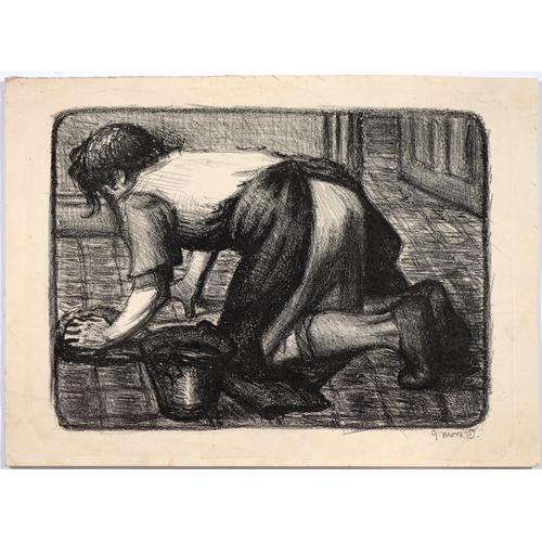 477 - Post Impressionist School, early 20th c - The Housemaid, lithograph, signed in pencil J Mors, 28 x 3... 