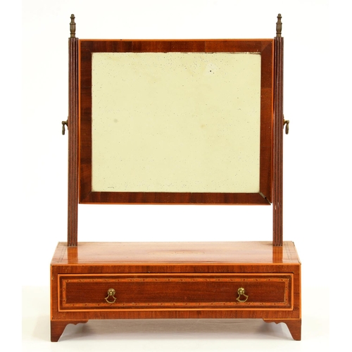 508 - A mahogany and inlaid dressing mirror, 19th c, the rectangular base fitted with a drawer, 45cm h; 19... 