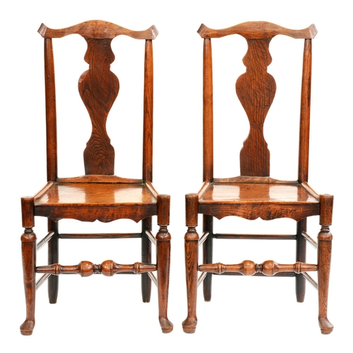 516 - Two George III oak and elm chairs, West Midlands Region, with boarded seat, 96/97cm h, seat height 4... 