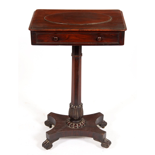 541 - A William IV rosewood jardiniere, in the form of a pedestal table, the zinc lined well to the top wi... 